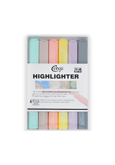 Cengo Kare Tipi Highlighter Fosforlu Kalem Morandi Renkler 6lı Set Cgo705 Çok Renkli