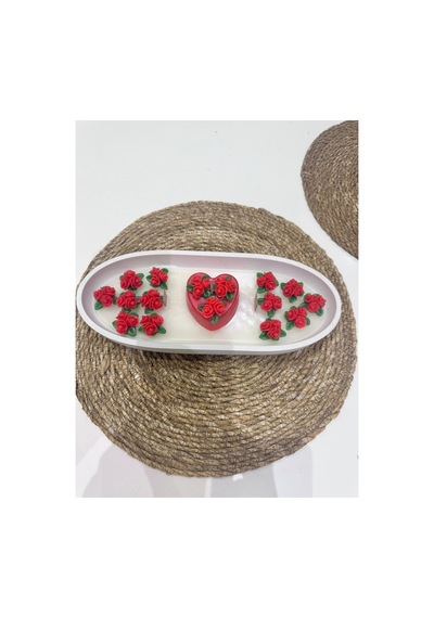Sevgililer Günü Mum 30x15 Cm Tabak Kırmızı