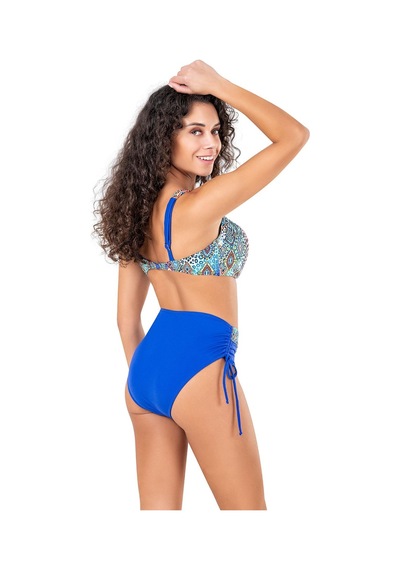 Endeep Kadın Büyük Beden Balenli Mavi Desenli Bikini Takımı-saks Mavi