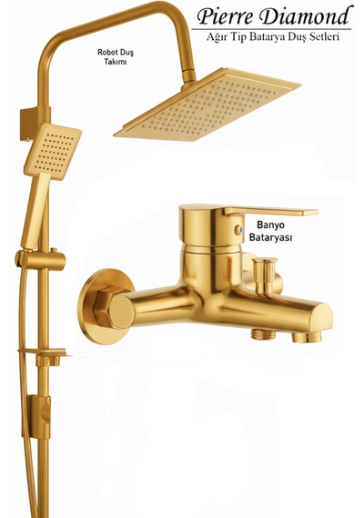 Lüks Banyo Bataryası Ve Robot Duş Seti Gold Renk Altın