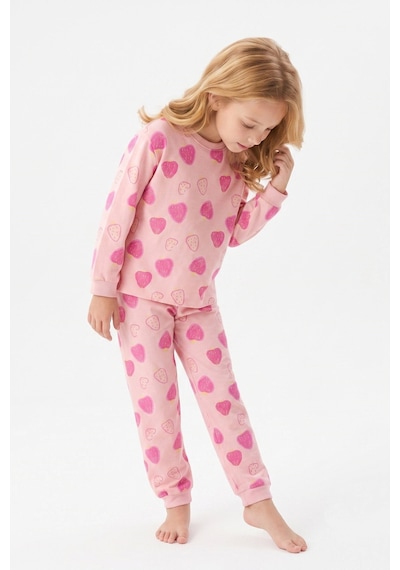 Bunny Hopp Kız Çocuk Uzun Kollu Pijama Takımı %100 Pamuk Pembe Çilek Desenli Penye Pembe Çiçekli Bunny Hopp Kız Çocuk Uzun Kollu Pijama Takımı %100 Pamuk Pembe Çilek Desenli Penye Pembe Çiçekli