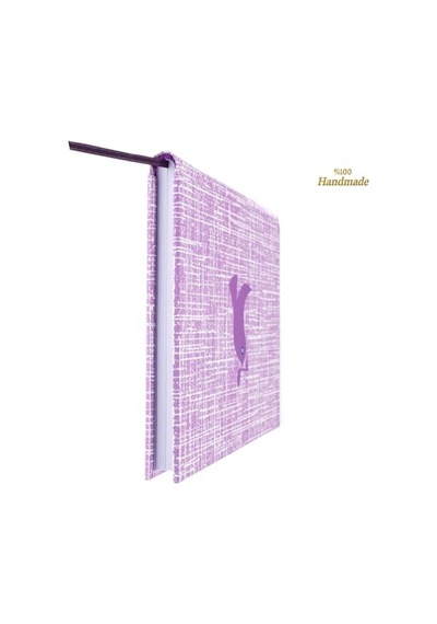 Bidefter Müzik Nota Defteri - Sol Anahtarlı % 100 El Yapımı, El Dikişi, İplik Dikiş Kuşe Ciltli A/5 - Lila