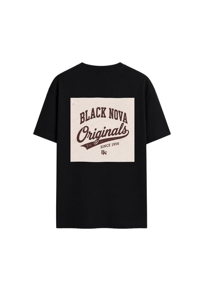 Black Nova Oversize Baskılı Unisex Tişört The Original Black Siyah