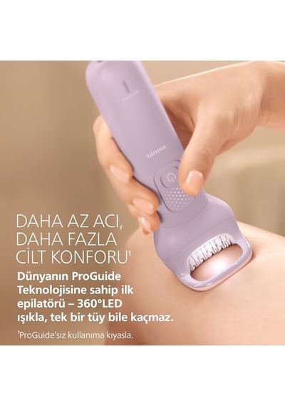 Philips Epilatör Serisi 9000, Kablosuz, Islak Ve Kuru Kullanım, Proguide, Led Işık, 32 Cımbız, Bre728/05