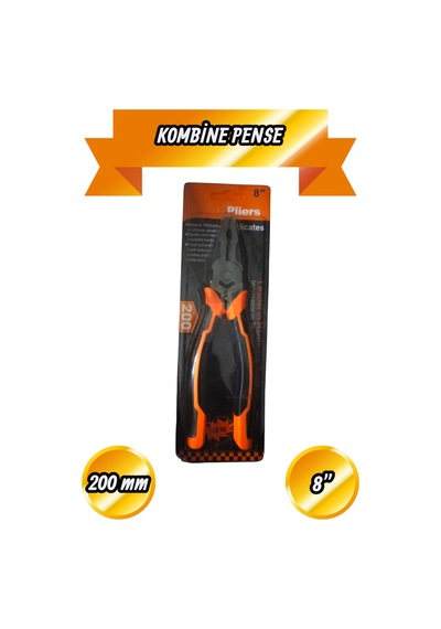 200 Mm Kombine Pense 8'' Turuncu İzoleli