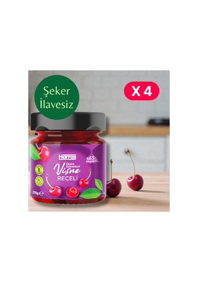 Ş.ilavesiz %65 Vişneli Reçel 275 G 4 Lü