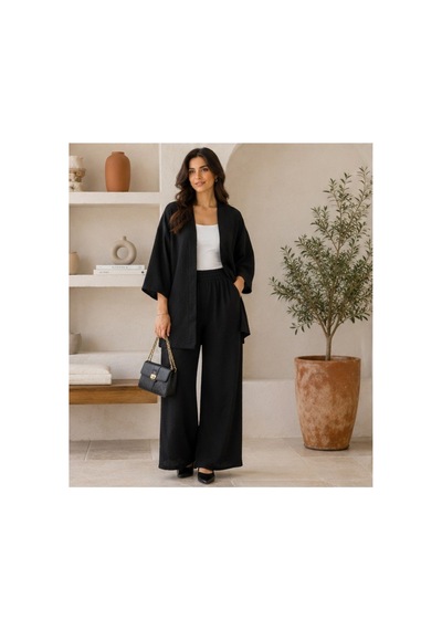 Unika Boutique Kadın Kimono Salaş 2 Li Takım Siyah
