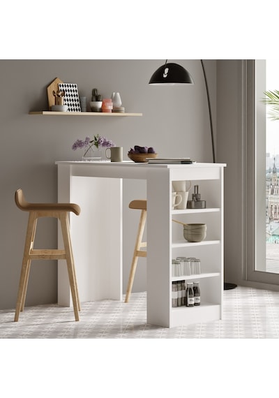 Robinhome Robin Home Thales Bar Masası Mutfak Yemek Masası Beyaz St1-W