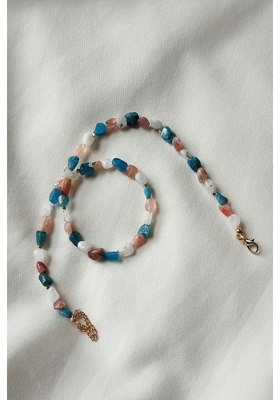 Badeaccessories Apatit Güneş Taşı Ay Taşı Amorf Doğaltaş Kolye