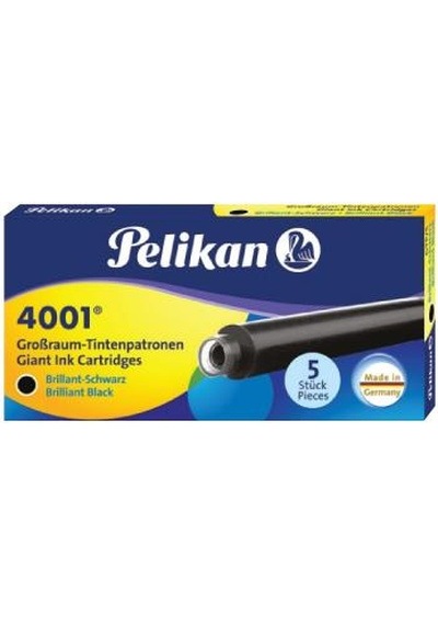 Pelikan 4001 Dolma Kalem Kartuşu 5'Li Uzun Siyah