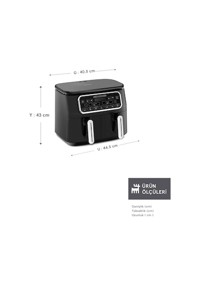 Karaca Air Pro Cook Duo Ev Yemeği Xxxl 8 Kişilik Airfryer 4 + 4 L