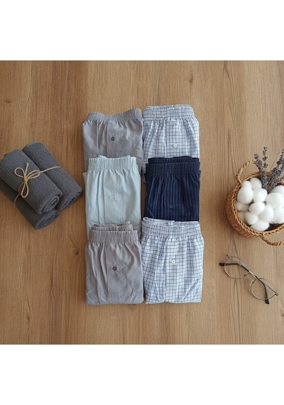 Bonbon Erkek 6'lı Paket Karışık Renk Dokuma Kumaş Boxer 002-0014 0071-no:005 Bb2651 Çok Renkli