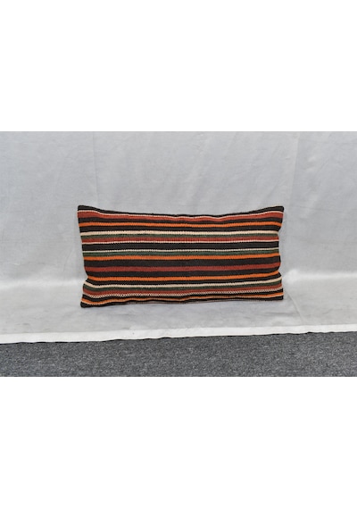 Zehra Abla Halı Yeni El Dokuma Dekoratif Lumbar Kilim Kırlent Yastık Kılıfı 6852 Çok Renkli
