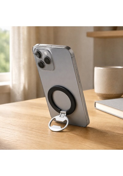 Zore Paris M10 Magnetik Standlı Şişe Açacaklı Ring Telefon Tutucu Siyah