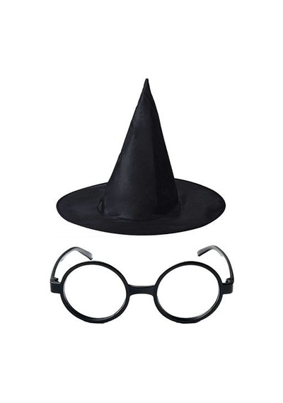 Harry Potter Büyücü Şapkası Ve Harry Potter Büyücü Gözlüğü Siyah Renk 2 Yaş Mavi