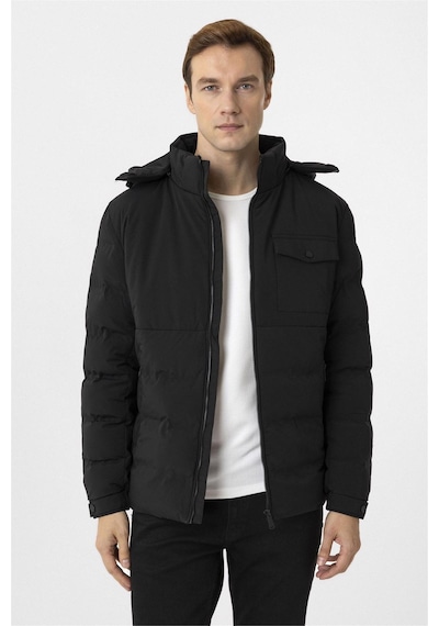 Süvari Siyah Slim Kapitone Mont-34888 Siyah