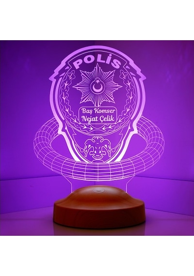 3D Led 3 Boyutlu Lamba Polis Hediyesi Kişiye Özel