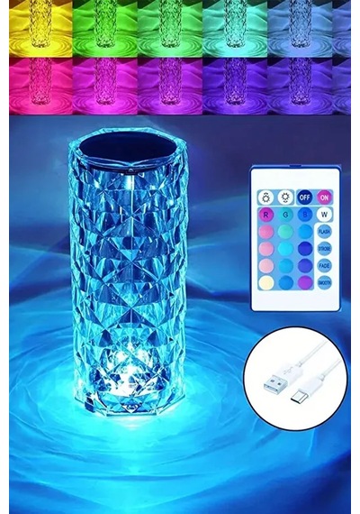 Kumandalı Ve Dokunmatik Kristal Masa Lambası Diamond Table Lamp Usb Charging Touch Lamp