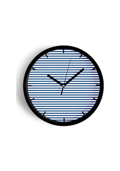 Çizgili Modern Tasarım Duvar Saati - 25cm - Önü Camlı Siyah Kasa - Sessiz Mekanizma-jh0297 Siyah