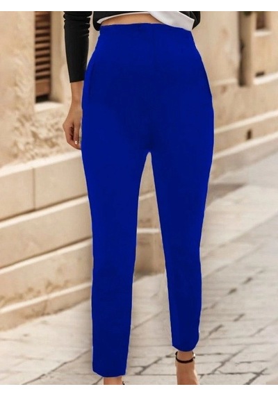 Zenna Tarz Kadın Çima Detay Ithal Krep Pantolon Saks Mavi