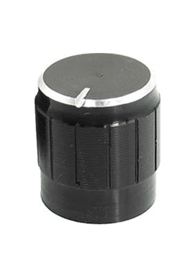 Alüminyum Pot Başlığı 6mm Tırtıklı Mil  6mm Siyah Metal Potansiyo