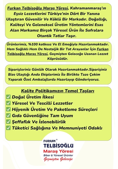 Furkan Telbisoğlu Maraş Yöresi Acı Biber Salçası Katkısız Yöresel 2 KG