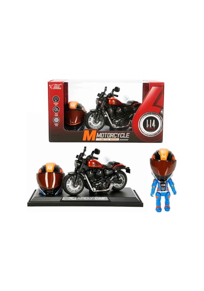 1:14 Sesli Ve Işıklı Harley Die-cast Çek Bırak Metal Motosiklet Kask Ve Stantlı Çok Renkli