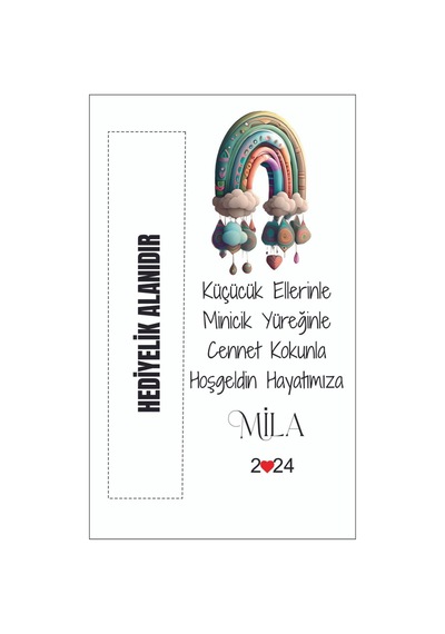 Kişiye Özel Hediyelik Yenidoğan Kartı 9x15 Cm 100 Adet