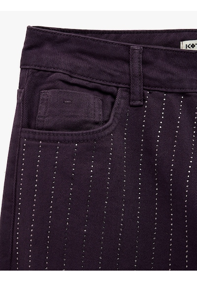 Koton Cepli Taş Detaylı Straight Fit Jean Pantolon - Straight Fit Jean Mor 6wal40063mw Mor