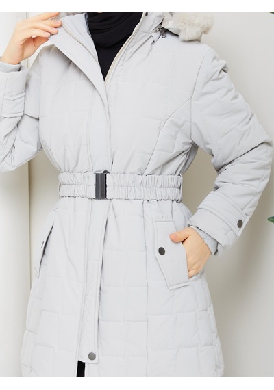 Eslemnur Nova Kumaş Şişme Mont 85cm Krem