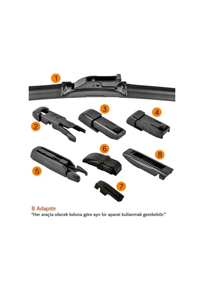 Rbw Multi-Fit 8 Adaptörlü Muz Tipi Banana Silecek 14 İnç - 350 MM