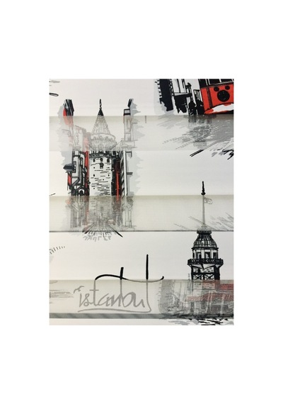 Istanbul Desenli Zebra Stor Perde Beyaz - 97255101 Beyaz