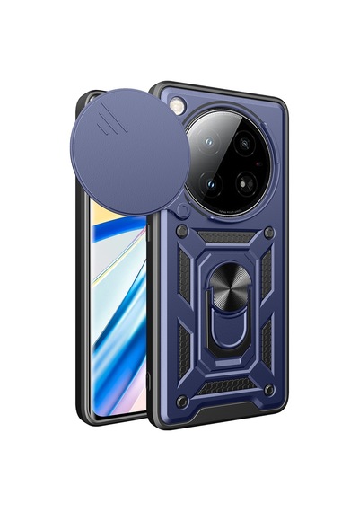 Teleplus İnfinix Zero 40 5g Kılıf Magnetik Standlı Kamera Korumalı Slide Sürgülü Cover Kapak Lacivert