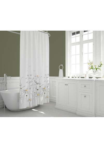 Zethome Tropik Banyo Duş Perdesi 8441 Tek Kanat 1X240x200 Beyaz