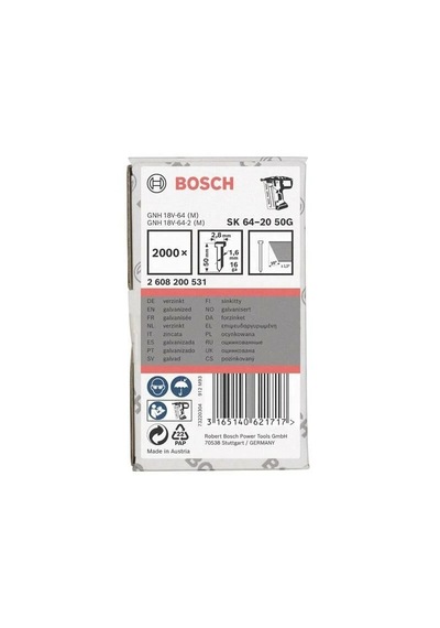 Bosch Gnh 18v-64 M Uyumlu Başsız Çivi 50mm 2000 Ad 2608200531