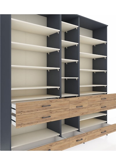 Hyperion Dolap 19 Raflı 8 Çekmeceli 220x44x243 Antrasit-aytaşı/çam Aytası/atlas Çam Hyperion Dolap 19 Raflı 8 Çekmeceli 220x44x243 Antrasit-aytaşı/çam Aytası/atlas Çam