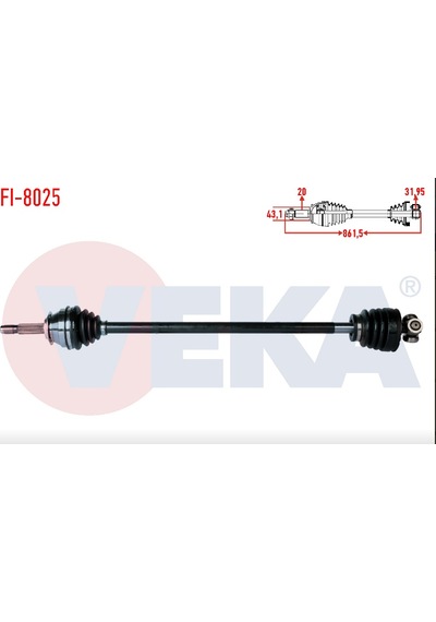 Komple Aks Sag On Fiat Uno 70 1.4I Uzunluk 861.5 Mm 1994-2000