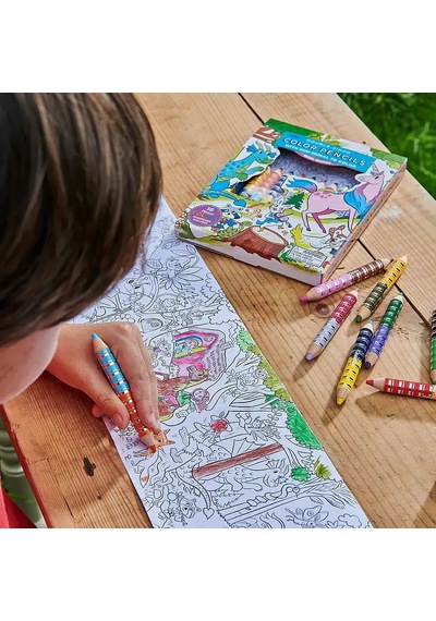 Eeboo Boyama Posteri Ve 16 Renk Kuru Boya Seti - Magical Creatures