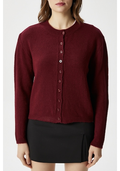 Ritnice Kadın Nina Bisiklet Yaka Bordo Basic Hırka Bordo