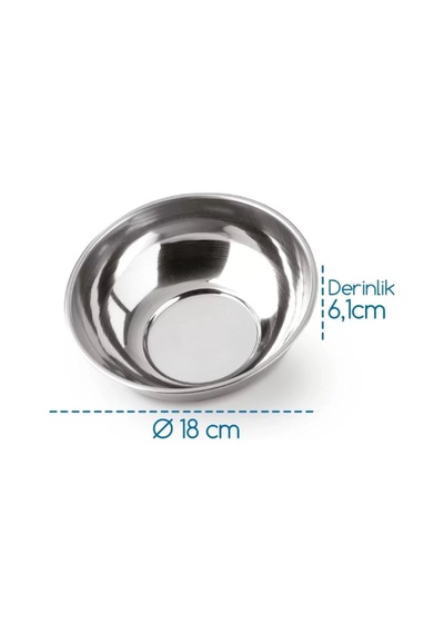 Biodata Paslanmaz Çelik 18 Cm Çorba Yemek Kasesi 6 Adet Sos Mama Tereyağı Tabağı Meze Tabağı 430 Tas No:5 Gümüş