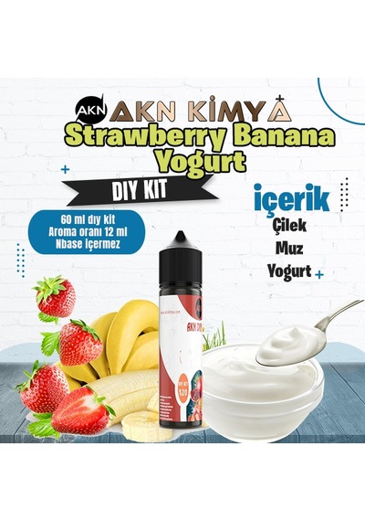 Strawberry Banana Yoğurt Dıy Kit Çilek Muz Yogurt Gıda Aroması %20 Oranda Aroma İçerir Hazır Değildir 60 Ml