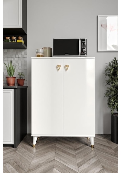 Simple Çok Amaçlı Dolap Mutfak Balkon Kiler Banyo Ayakkabılık Dolabı Beyaz Gold Simple Çok Amaçlı Dolap Mutfak Balkon Kiler Banyo Ayakkabılık Dolabı Beyaz Gold