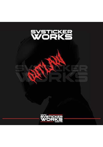 Outlaw Yazılı Kask Sticker Tüm Kasklar Uyumlu Tek Yön 1 Adet Kırmızı