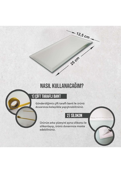 Ayna - 10'Lu Takım Tuğla Modelli Ayna - 25Cm X 12,5Cm Çok Renkli