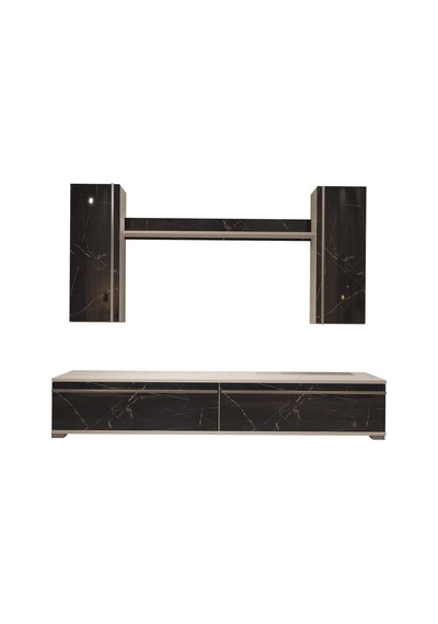 Decoraktiv Eko 7 Mdf Std Tv Ünitesi Tv Sehpası Beyaz - Siyah Mermer