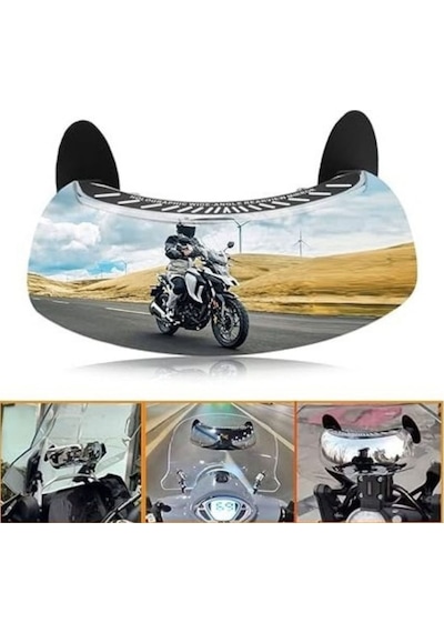 Carub Ayna Motosiklet Ön Cam Üstü 180 Derece Panoramik Görüş Geniş Ayarlanabilir Salınım Açı Kör Nokta Aynası Tekli Br0221270