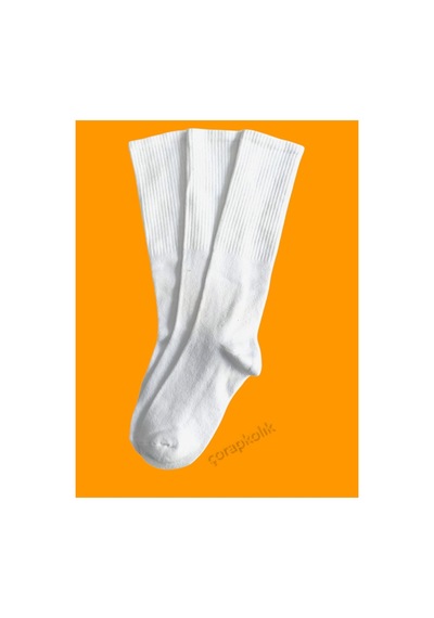 Worthy Socks 3'lü Çizgisiz Beyaz Pamuklu Yıkanmış Diz Altı Tenis Spor Çorap