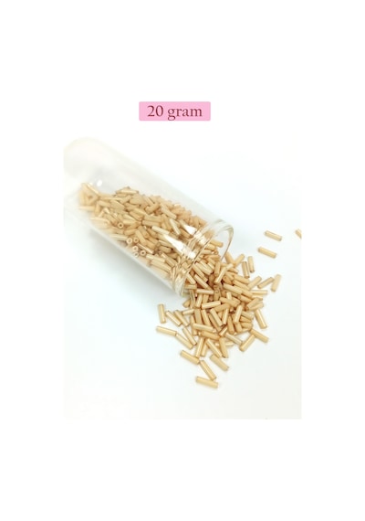 Uzun Boru Kesme Boncuk Çap 2mm Uzunluk 10 Mm - 20 Gram - Koyu Krem - Bnc229