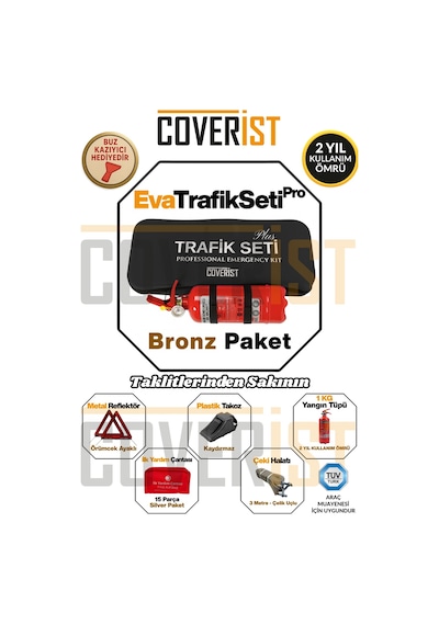 Eva Trafik Seti Plus - 1 Kg Yangın Tüpü - 2 Yıllık - Siyah - Bronz Paket