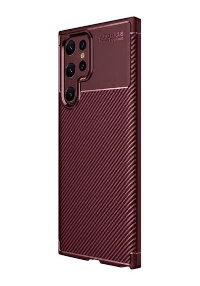 Samsung Galaxy Uyumlu S25 Ultra Kılıf Auto Focus Karbon Kapak - Bordo